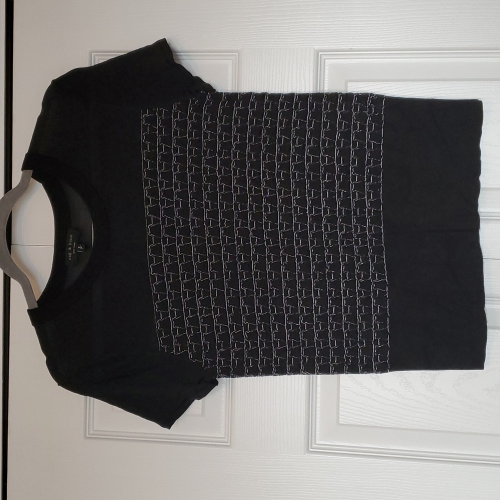 Rag & Bone Black and White Crew Neck Top Size Small
